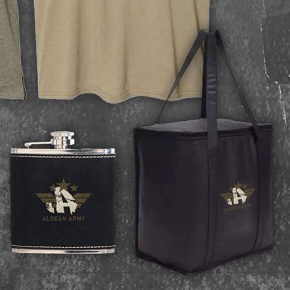 Jason Aldean Aldean Army Bundle Hip Flask Cooler Bag Womens Shirt Polymailer - Picture 6 of 13